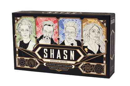 Board game box titled  SHASN for rent
